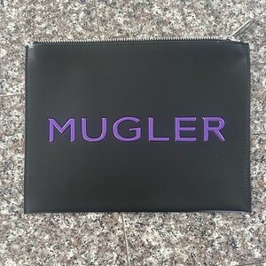 Mugler Black Toiletry Bag with Purple Logo